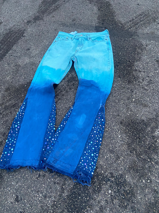 Aqua Blue Flare Pants