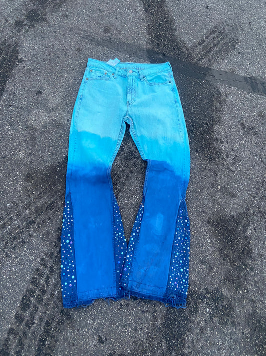 Aqua Blue Flare Pants